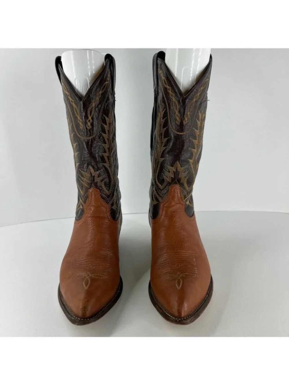 Tony Lama 6552 Cowboy Boots Mens 10 D Leather Vintage Western Two Tone USA Brown